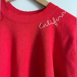 I stole my boyfriend’s sweatshirt/ red